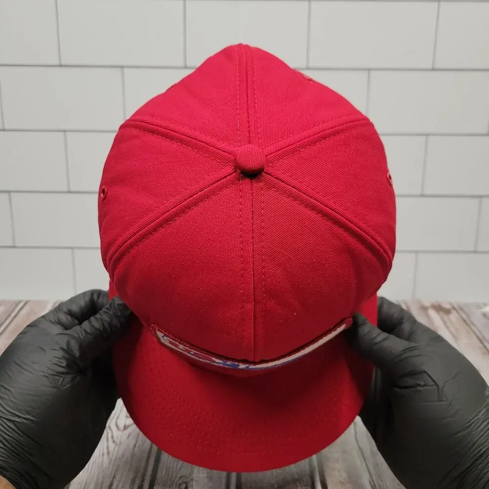 Vintage USA Auctioneers K-Products Snapback Hat Red Made in USA Promo Cap